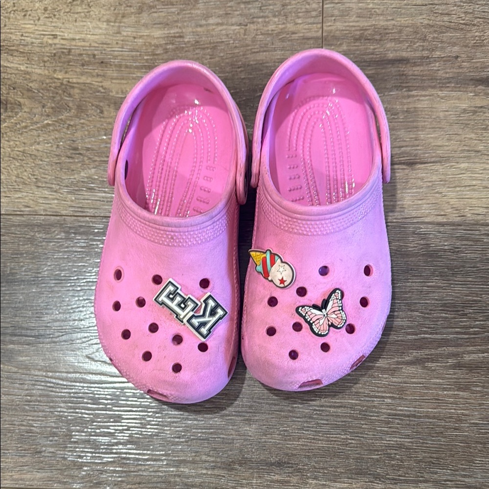Kids Pink Clogs with Charms
